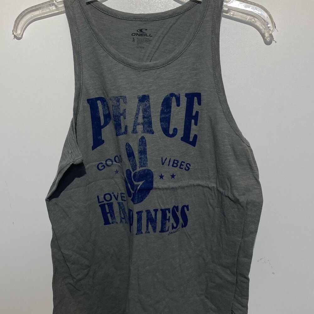 O'Neill Men's Gray Peace Happiness Graphic Standard Fit Tank Top Size‎ Small